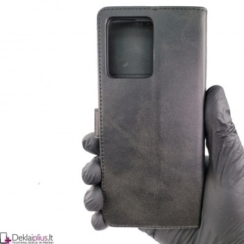 Dirbtinos odos dėklas su skyreliais - juodas (Xiaomi Redmi Note 12 4G)